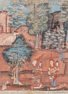 Antique Southeast Asian Painting on Fabric