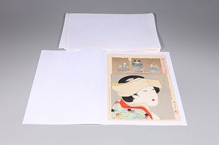 Group of Nine Antique Japanese Woodblock Prints - Chikanobu