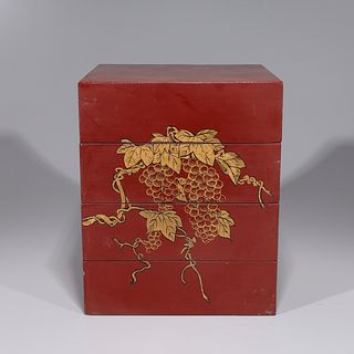 Chinese Lacquer Four-Tiered Stacking Box