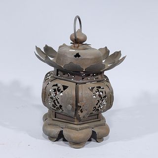 Larger Antique Japanese Metal Lantern