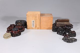 Large Group of Chinese & Japanese Wood Stands & Boxes