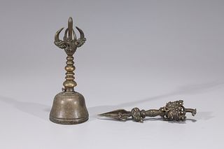 Sino-Tibetan Bronze Bell & Phurba Dagger