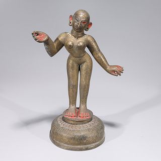 Antique Indian Enameled Bronze Figure