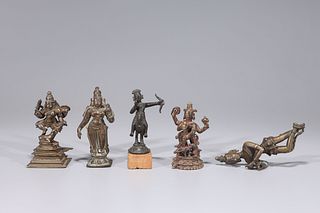Group of Five Antique Indian Figures