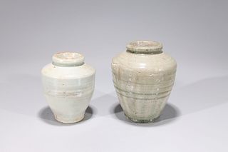 Two Antique Chinese Celadon Glazed Vases