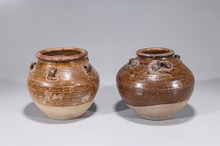 Two Chinese Yuan Dyansty Glazed Jars