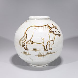 Large Korean Glazed Ceramic Jar