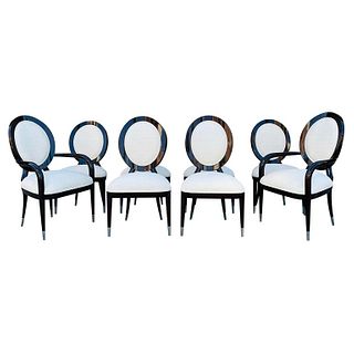 Set of 8 Ballon-back Chairs, 6 side chairs & 2 armchairs
