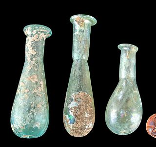 3 Roman Glass Unguentaria 