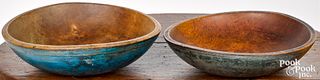 Two turned and painted wood bowls, 19th c.