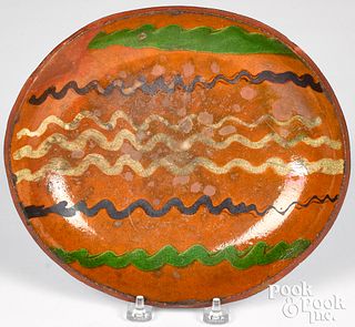 Small Pennsylvania redware loaf dish, 19th c.