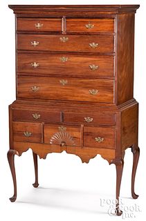 New England Queen Anne maple high chest. ca.1765