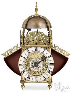 Rare English winged brass lantern clock