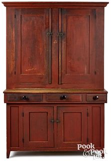 Pennsylvania painted two-part stepback cupboard