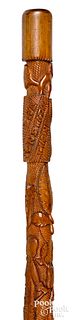 Folk art carved cane, ca. 1900
