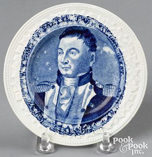 Historical Blue Staffordshire Welcome Lafayette to