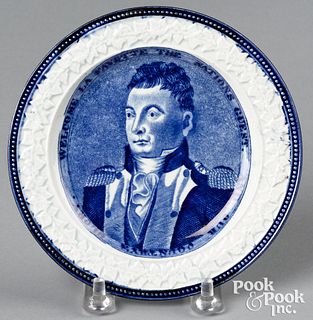 Historical Blue Staffordshire Welcome Lafayette to