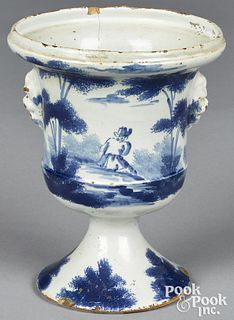 Delft blue and white urn, mid 18th c.