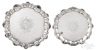 Two Georgian silver waiters, 1756 - 1757