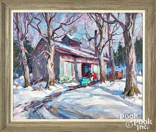 Emile Albert Gruppe oil on canvas winter landscape