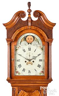 New Jersey Chippendale mahogany tall case clock
