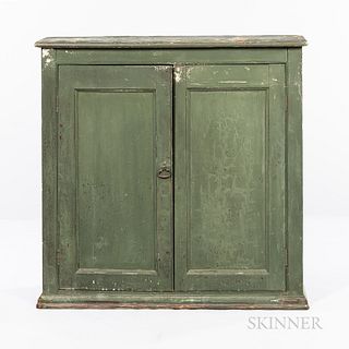 Country Green-painted Two-door Cupboard