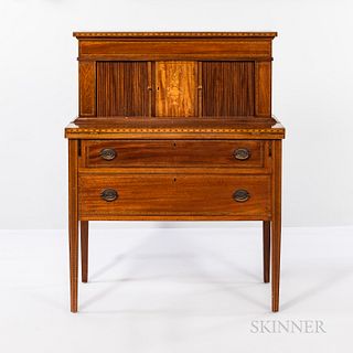 Federal-style Mahogany Marquetry-inlaid Tambour Desk