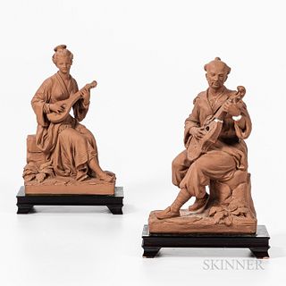 Pair of Plaster Musician Sculptures
