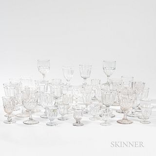 Large Group of Colorless Flint Glass Stemware