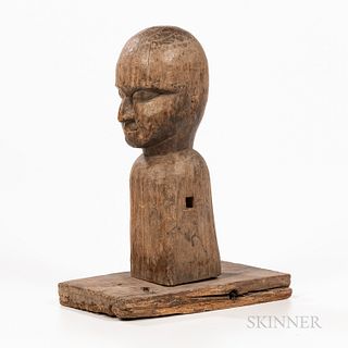 Carved Wood Bust on Stand
