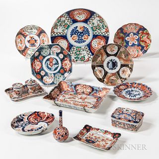 Twelve Imari-palette Porcelain Items