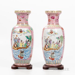 Pair of Enameled Vases