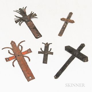 Five Haitian Iron Crucifixes