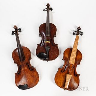 Three 4/4 Size Violins with Cases.