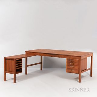 Scandinavian Teak Veneer L-shaped Desk