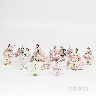 Eleven Dresden Porcelain Dancer and Couples Figures