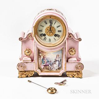 French Paint-decorated Ceramic Mantel Clock