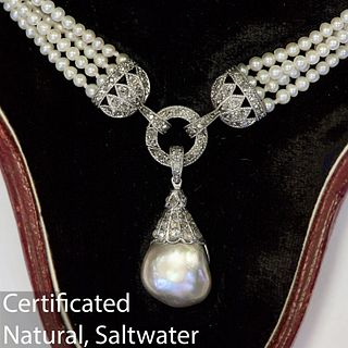 IMPORTANT NATURAL SALTWATER PEARL DROP NECKLACE