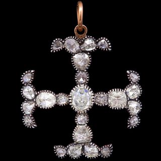 AN ANTIQUE DIAMOND CROSS PENDANT, 19TH CENTURY