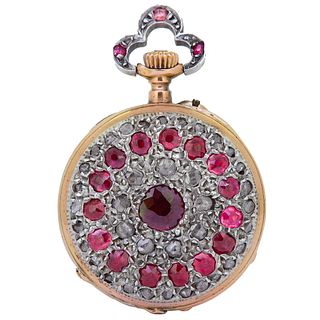 ANTIQUE RUBY AND DIAMOND POCKET WATCH