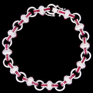RUBY AND DIAMOND LINK BRACLET