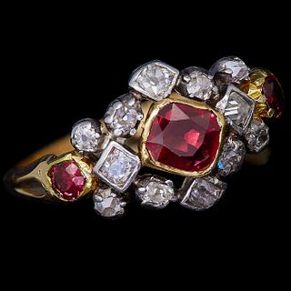 ANTIQUE RUBY AND DIAMOND DRESS RING