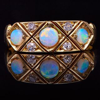 ANTIQUE OPAL AND DIAMOND DRESS RING