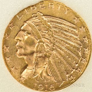 1916-S Indian Head Half Eagle, MS-63