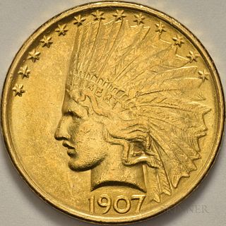 1907 Indian Head Eagle, No Periods, MS-63
