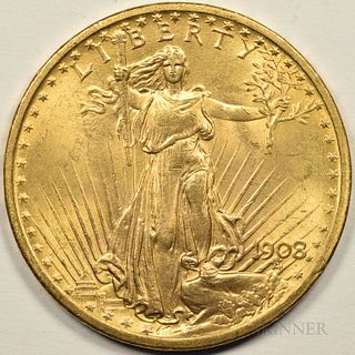 1908 St. Gaudens Double Eagle, No Motto