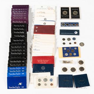 Approximately Forty-five 1960 and Later Proof and Mint Sets, Circulated Cents, Nickels, Bicentennial Coins, and Related Coinage