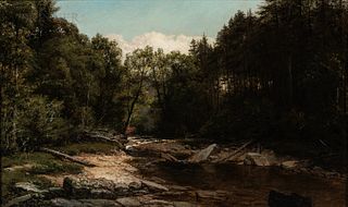 George Hetzel (American, 1826-1899) Woodland Stream
