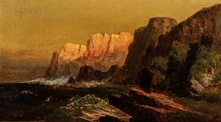 Harrison Bird Brown (American, 1831-1915) White Ocean Cliffs in Sunlight and Shadow