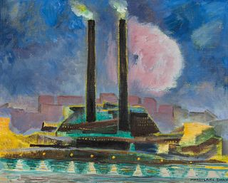 Marguerite Thompson Zorach (American, 1887-1968) Factory at Night